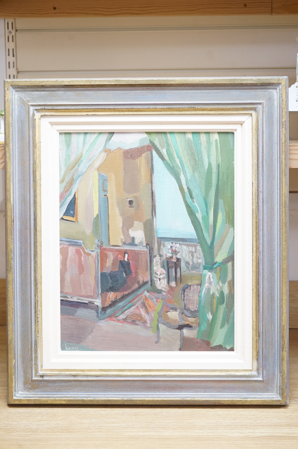 Dora Blanka (Dorota Kumcemblanka, 1895-1979), oil on board, Interior scene, signed, inscribed verso, 39 x 31cm. Condition - good